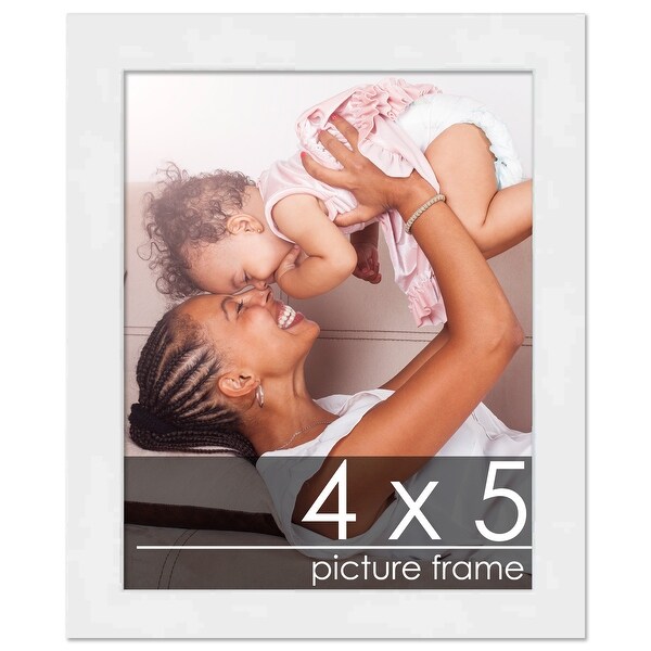 4x5 Frame White Solid Pine Wood Picture Frame | UV Acrylic, Foam