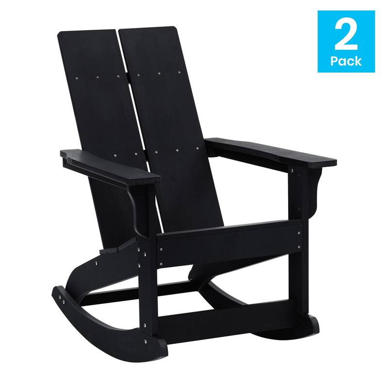 Indoor/Outdoor modern 2-Slat Adirondack Poly Resin Rockers - Set of 2