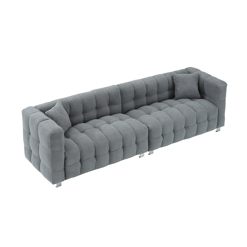 102'' teddy velvet four-seater modern style sofa