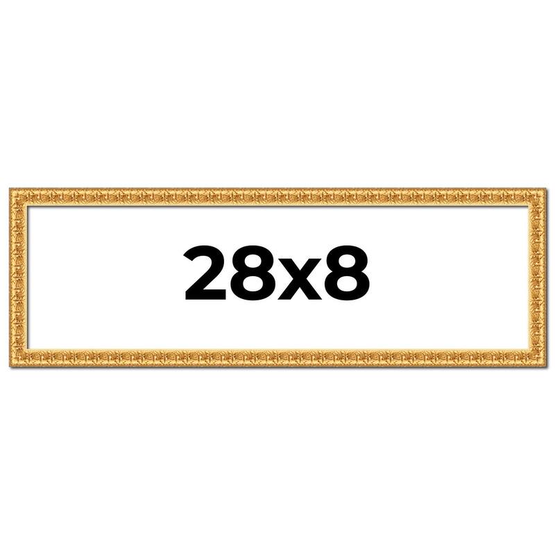 28x8 Frame Gold Real Wood Picture Frame Width 1 inches | Interior