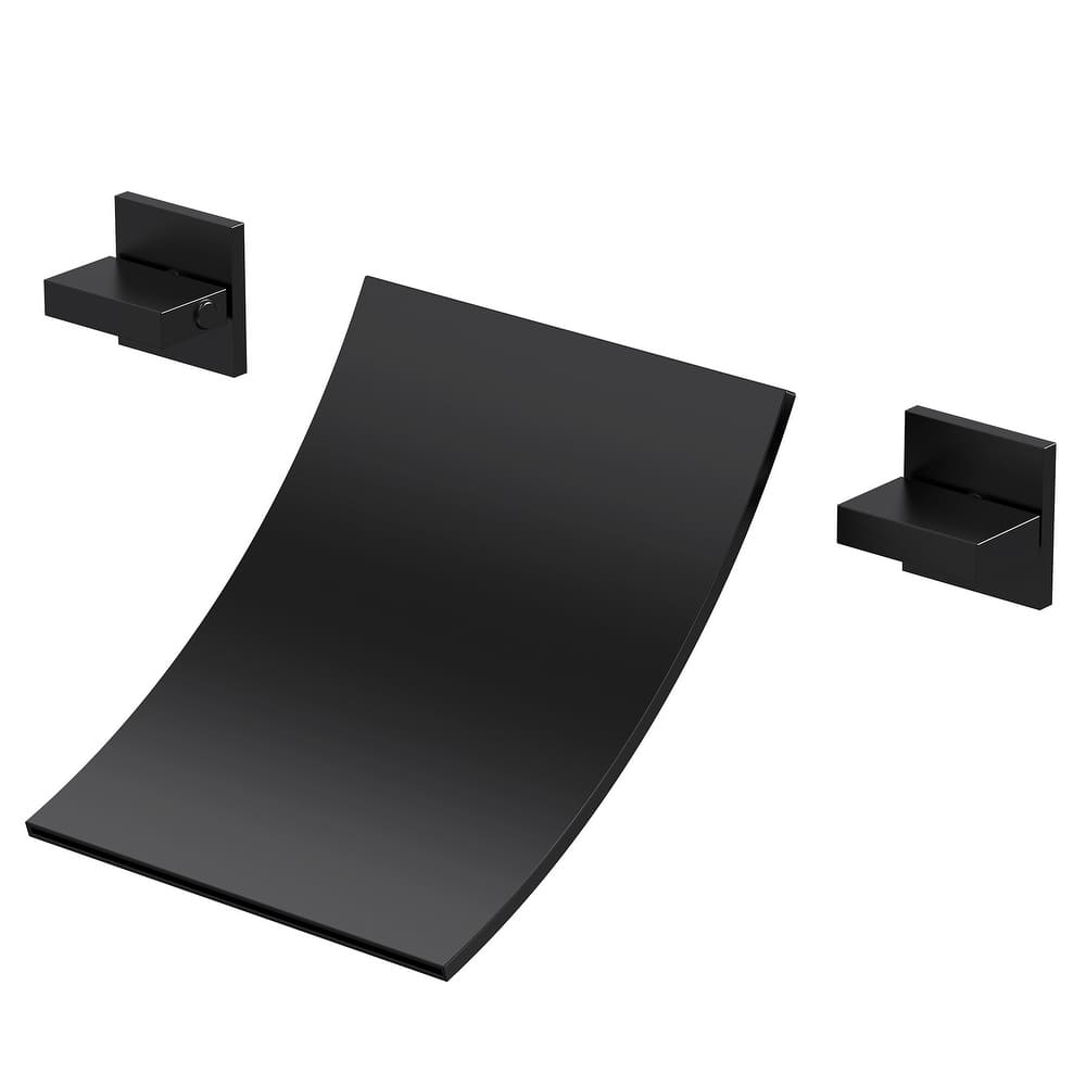 Wall-Mounted Waterfall Bathtub Faucet – Ultra-Thin Stainless Steel Spout with Dual Handle Control