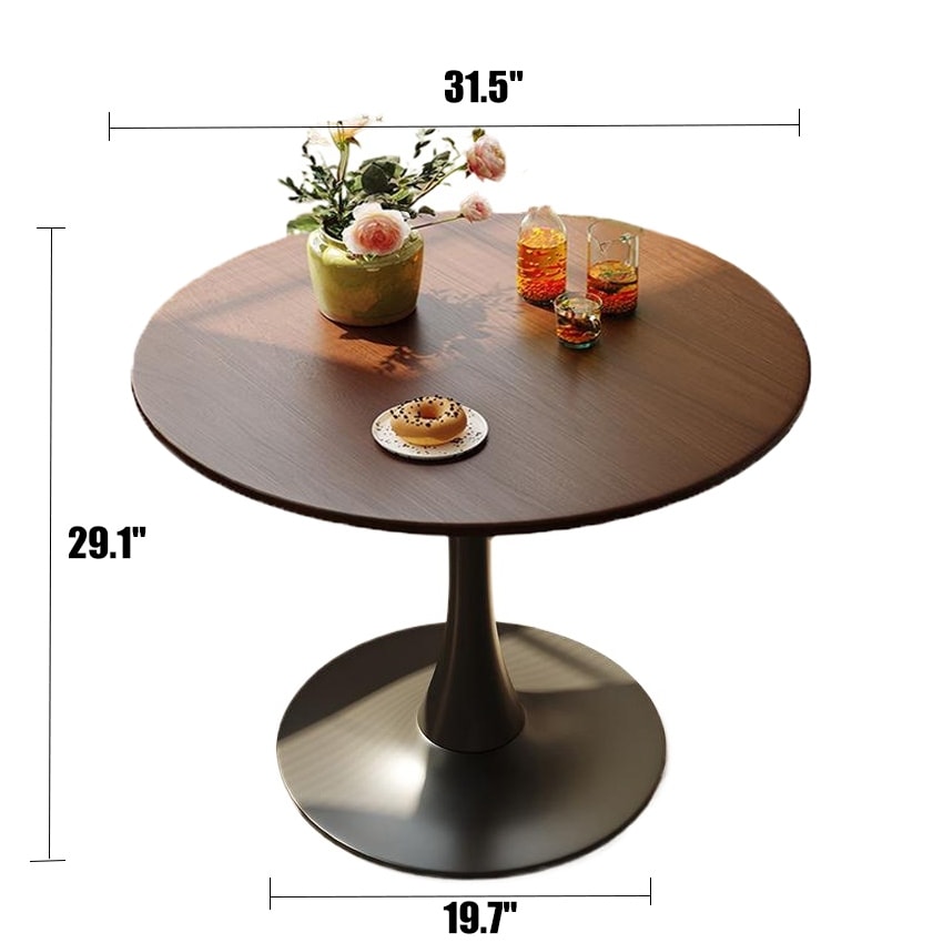 Modern Tulip Round Dining Table With MDF Top And Steel Pedestal Base