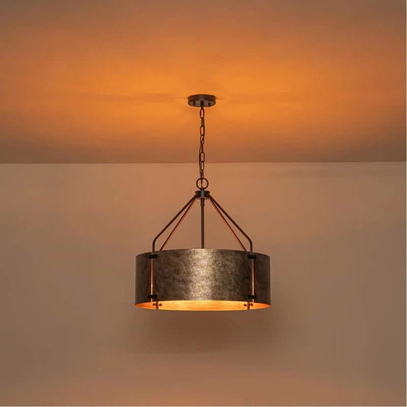 4-Light Modern Industrial Drum Pendant Light with Bronze Finish - W22.05"