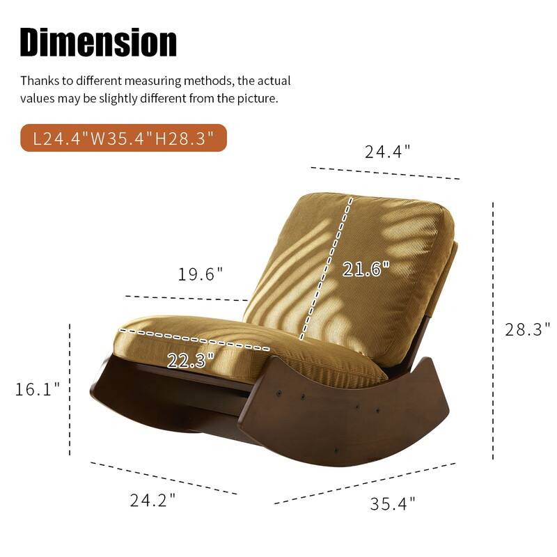 Solid Wood Glider Rocker with Corduroy Upholstery - Cozy Rocking Chair for Nursery, Living Room & Bedroom