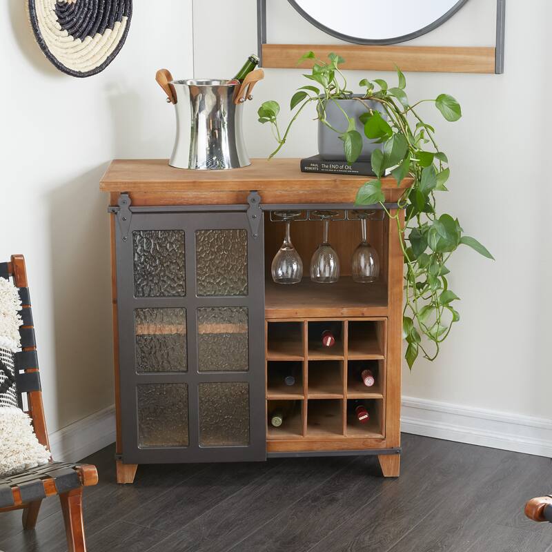Brown Fir Industrial Standing Wine Rack - 32 x 16 x 33