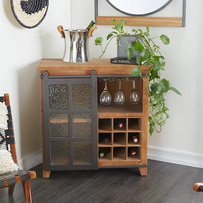 Brown Fir Industrial Standing Wine Rack - 32 x 16 x 33