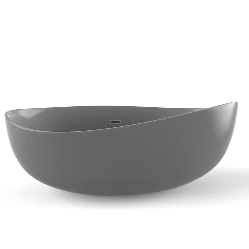 Newport 71" Solid Surface Freestanding Soaking Bathtub in White, Gray, Black - Grey