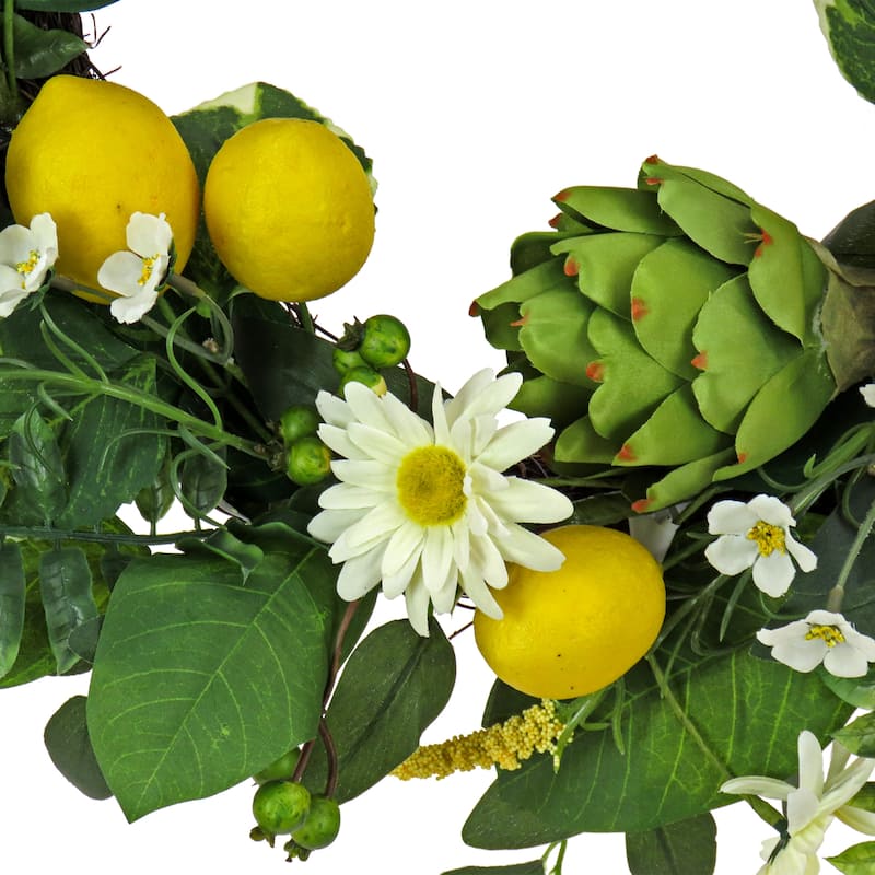 National Tree Company 22 in. Daisy, Artichoke and Lemon Wreath