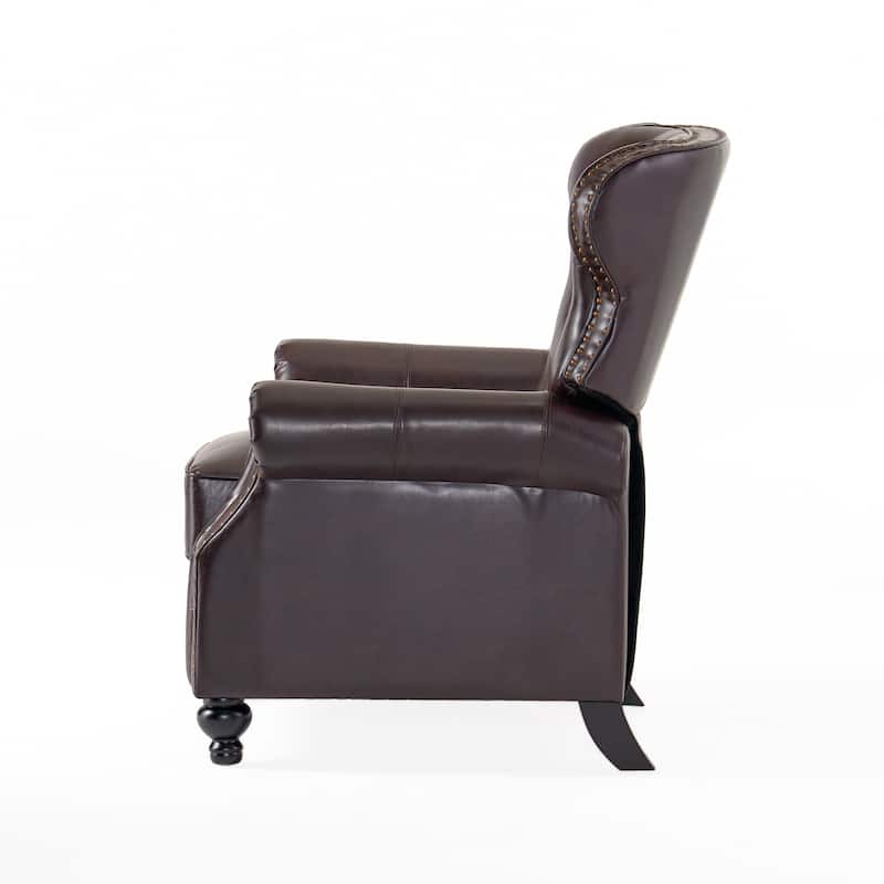Waldo Contemporary Pushback Recliner - Button-Tufted Diamond Stitch Design with Rolled Arms and Nailhead Trim
