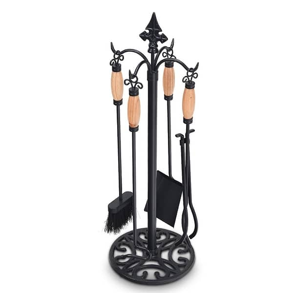 Shop Costway 5 Pieces Fireplace Tools Set Iron Fire Place Tool Set