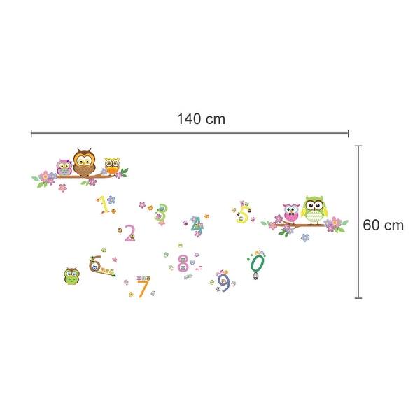dimension image slide 1 of 3, Walplus Owl Tree Numbers Children Kids Wall Sticker DIY Nursery Decor