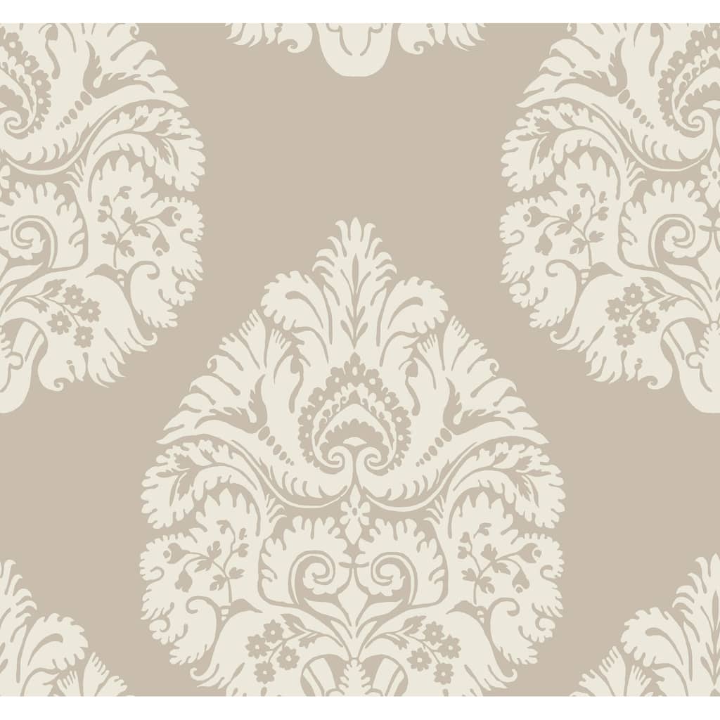 Ronald Redding Teardrop Damask Beige Wallpaper