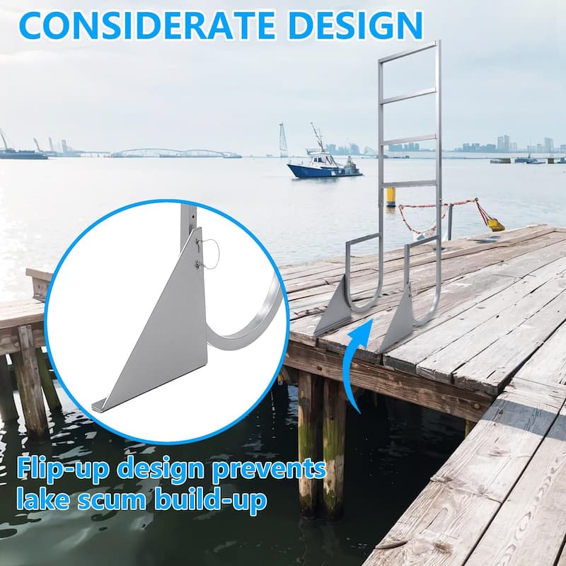 Flip Up Dock Ladders, Anti-Corrosion ,500bs Marine Pontoon Boat Dock
