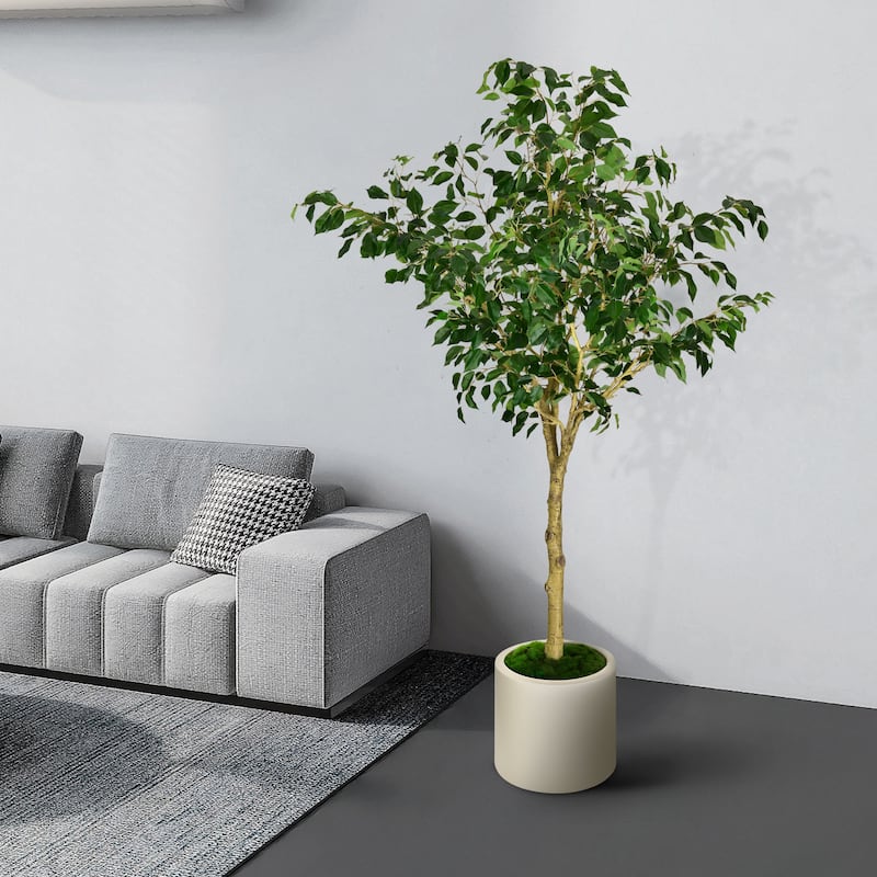 Artificial Ficus Tree in White Decor Pot