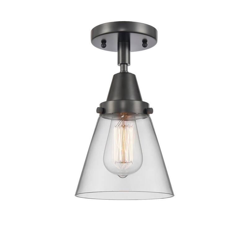 Innovations Lighting Caden Cone - 1 Light 6" Flush Mount - Clear/Matte Black