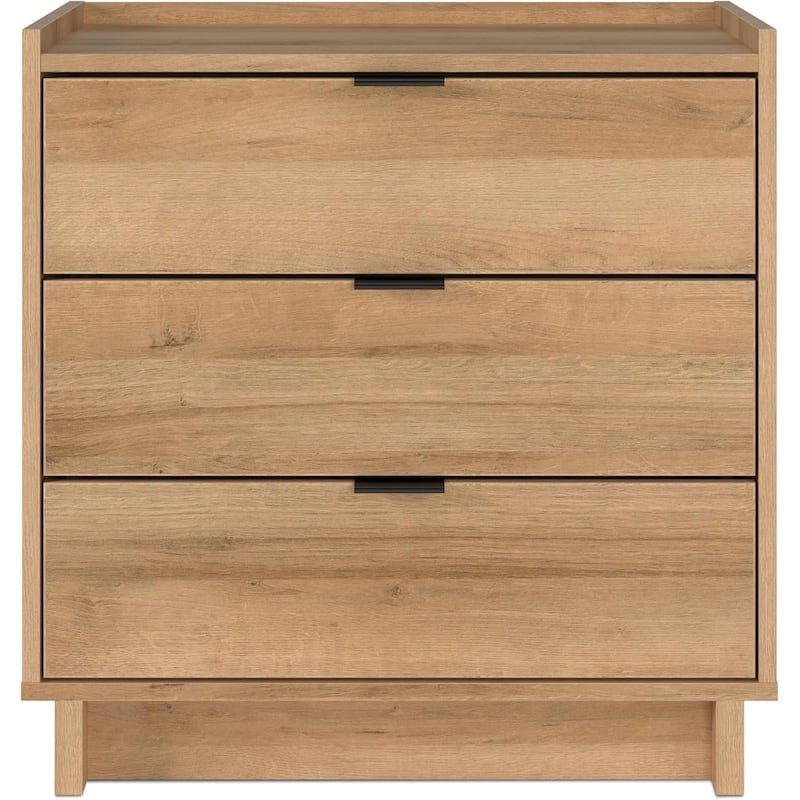 Prepac Simply Modern Nightstand Bedside Table, Natural Oak Nightstand for Bedroom, End Table with 3 Drawers