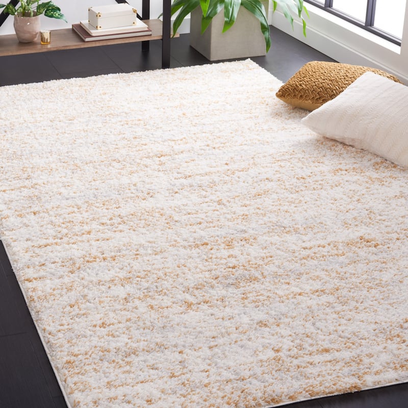 SAFAVIEH Berber Shag Rafaele 1.25-inch Thick Rug - 8' x 10' - Ivory/Light Gold - Rectangle