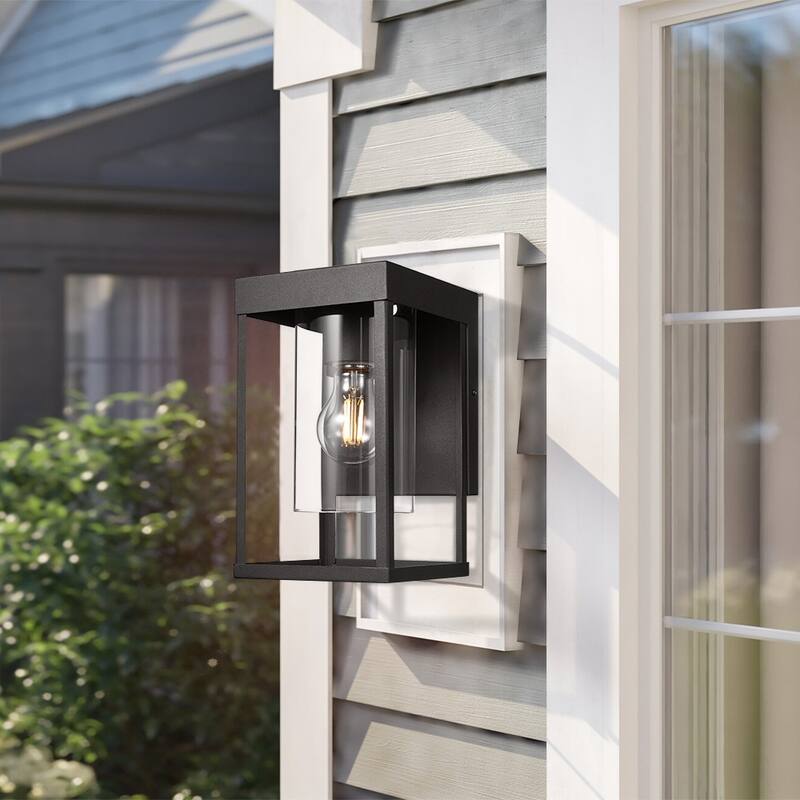 Outdoor Black Exterior Wall Lantern Sconce Light with Clear Glass 2-Pack - 9.06"H