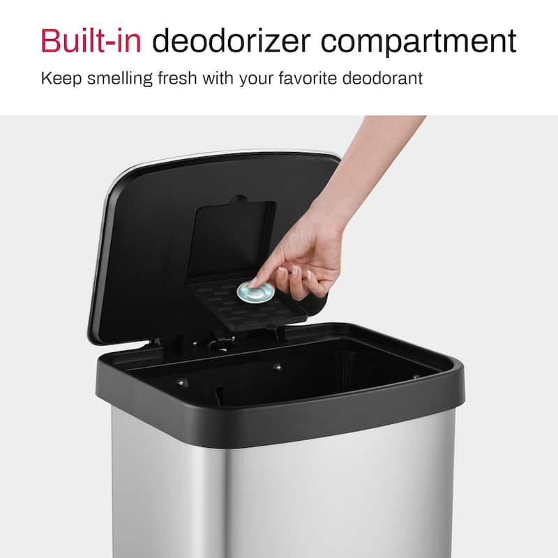 Innovaze 14.5 Gal./55 Liter Rectangle Step-On Stainless Steel Trash Can for Kitchen