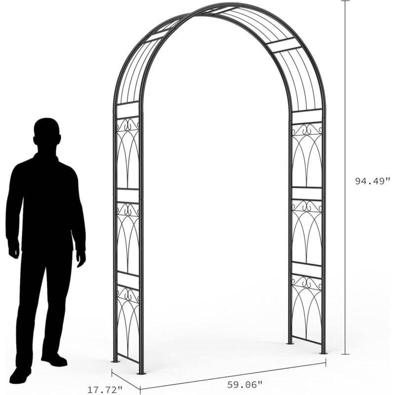 Outdoor 7.8Ft Metal Garden Arch Trellis for Climbing Plants, Parties