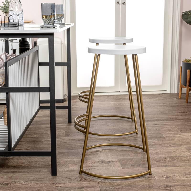 Trinity 28.75" Modern Designer Iron Curved Backless Bar Stool, by JONATHAN Y
