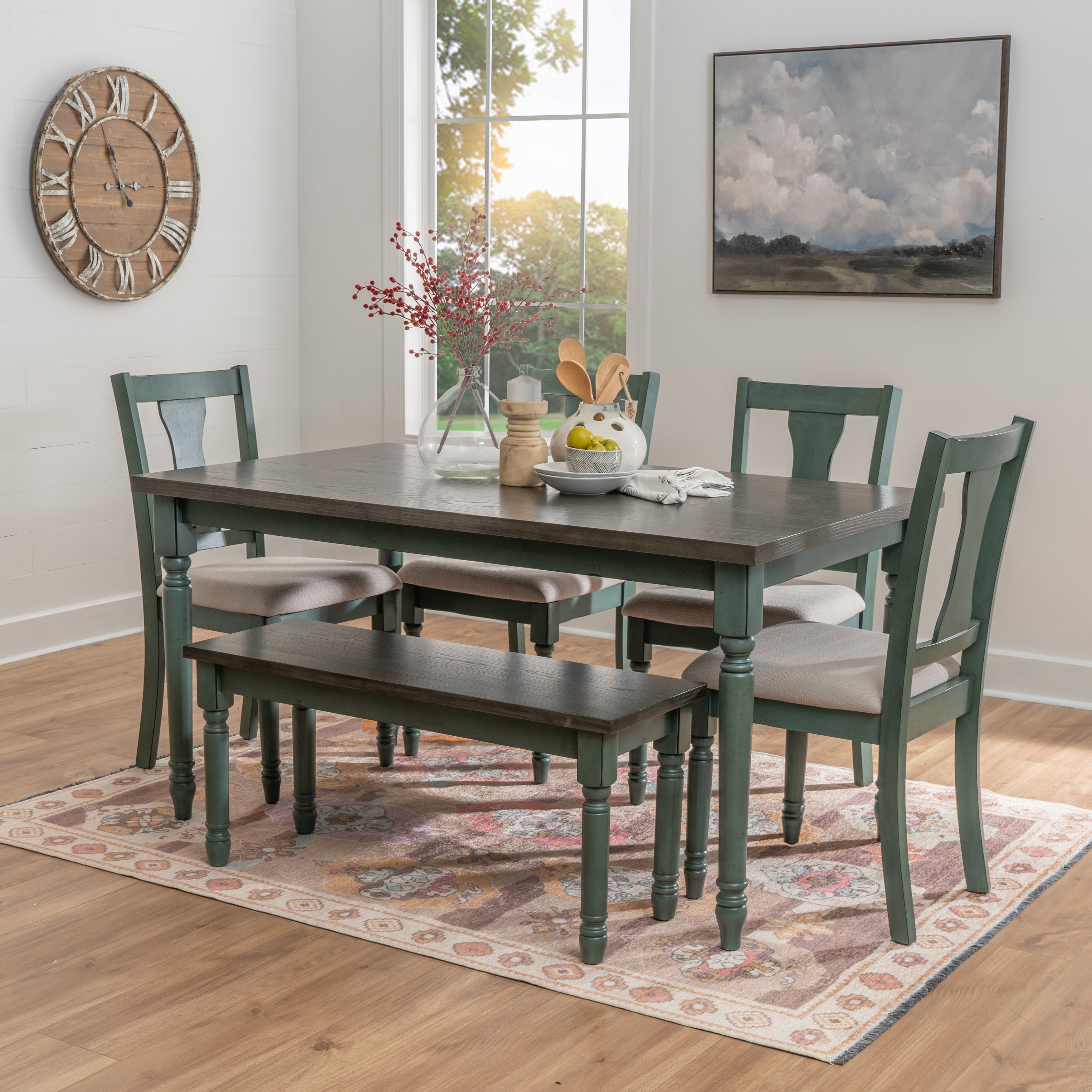 Linon Willow Modern Farmhouse 6-piece Dining Set