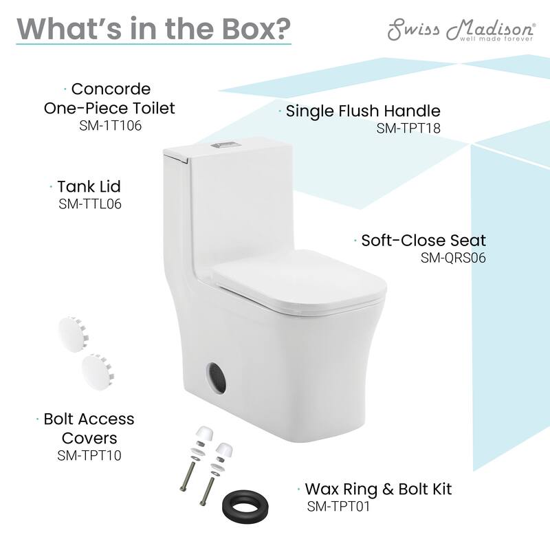 Concorde One-Piece Square Toilet, 14" Rough-In 1.1/1.6 gpf