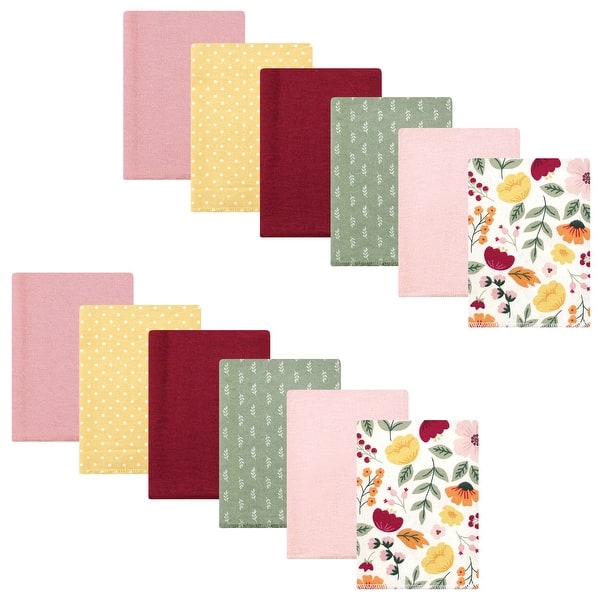 slide 1 of 1, Hudson Baby Infant Girl Cotton Flannel Burp Cloths Bundle, Fall Botanical, One Size - Fall Botanical - One Size One Size - Fall Botanical