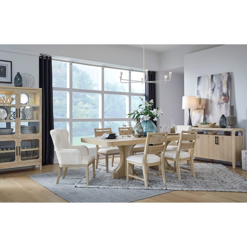 Magnussen Home Somerset Butternut Extendable Trestle Dining Table - 40''W x 76''D x 29.75''H