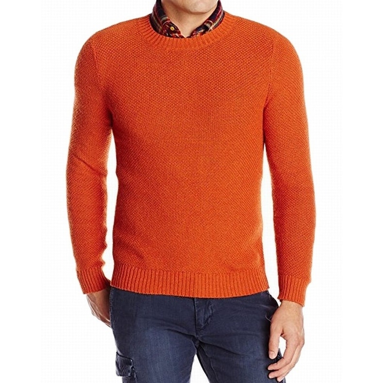 orange crew neck sweater mens
