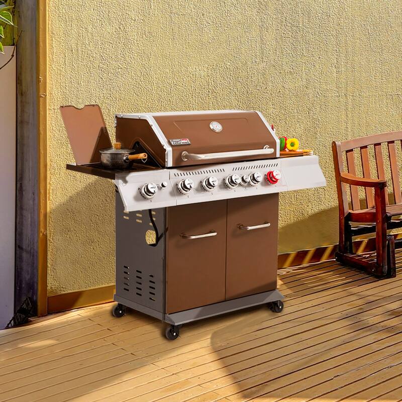 Royal Gourmet 5-Burner Cabinet Style Gas Grill with Side Burner