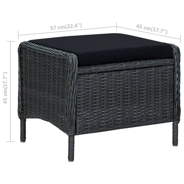Reclining Garden Chair with Footstool Poly Rattan Dark Gray - Bed Bath ...