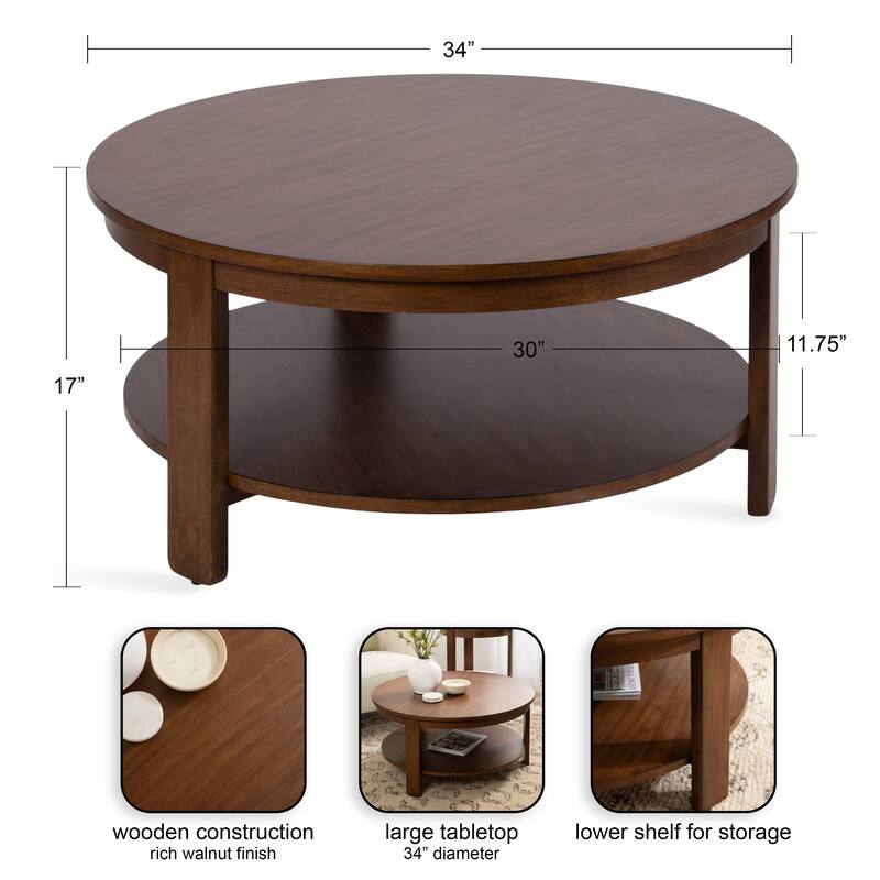 Kate and Laurel Foxford Round Wood Coffee Table