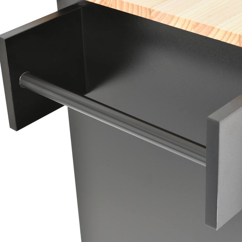 Mobile Drop Leaf Kitchen Cart on Locking Wheels with Wood Top, 52.7'' Large Storage Cabinets with Adjustable Shelves & 3 Drawer