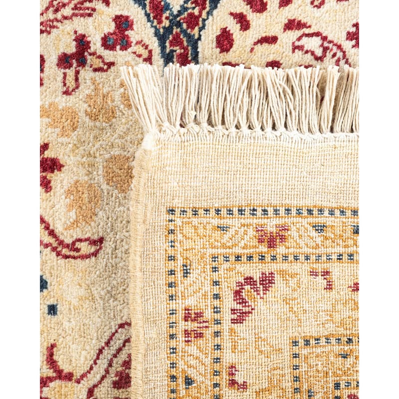 Overton Handknotted Wool Traditional Oriental Ivory Area Rug - 6' x 9'