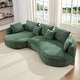 preview thumbnail 45 of 59, Contempory Curved L-Shaped Sectional Sofa with Chaise – Extra Wide White Upholstered Luxury Lounge Green - Left Facing