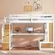 preview thumbnail 8 of 11, Full Size Loft Bed with Desk and Shelves Natural+White