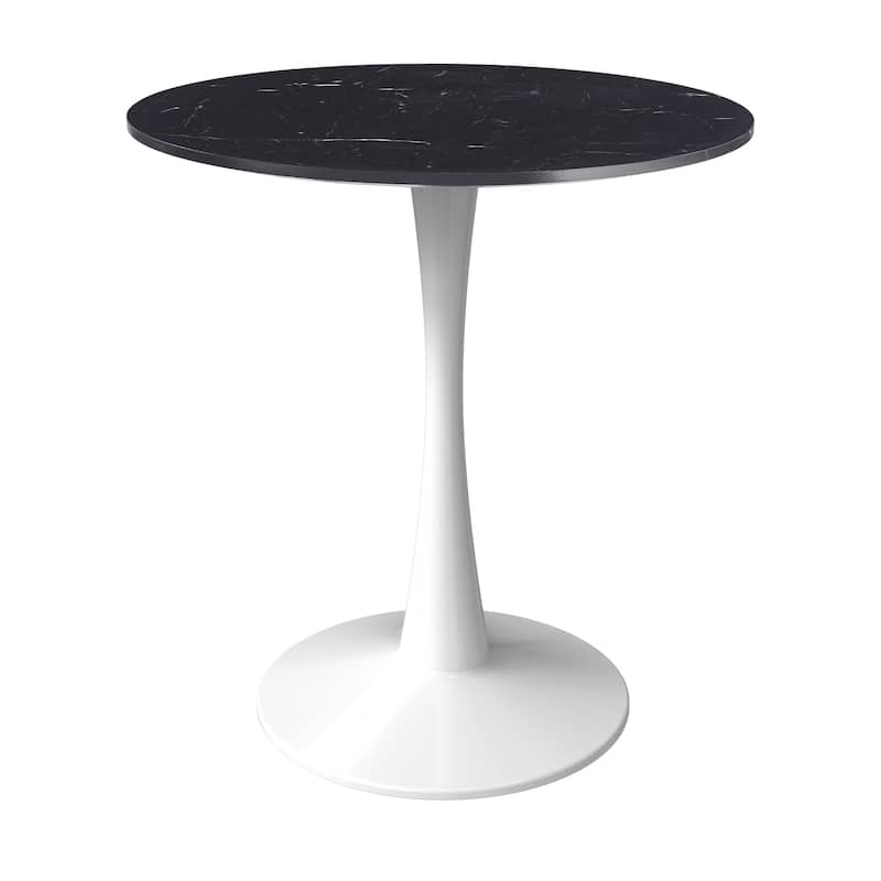 Bristol 35" Round Dining Table with Modern Glass, MDF or Sintered Stone - Sturdy Steel Pedestal Base for Kitchen, Dining, Cafe