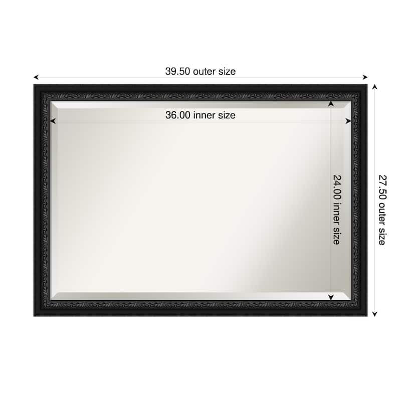 Downton Black Beveled Wood Framed Wall Mirror - Downton Black - 40 x 28 in