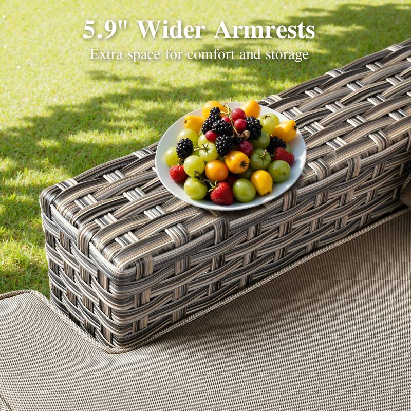 OVIOS 10 Pieces T shaped Seat Wide Armrest Swivel Chair Set With Fire Pit