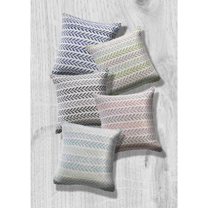 Handwoven Coastal Chevron Throw Pillows - 18" - White and Blue - Set of 2