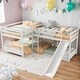 preview thumbnail 2 of 24, Full and Twin Size L-Shaped Bunk Bed with Slide and Short Ladder,Easy Assembly,White