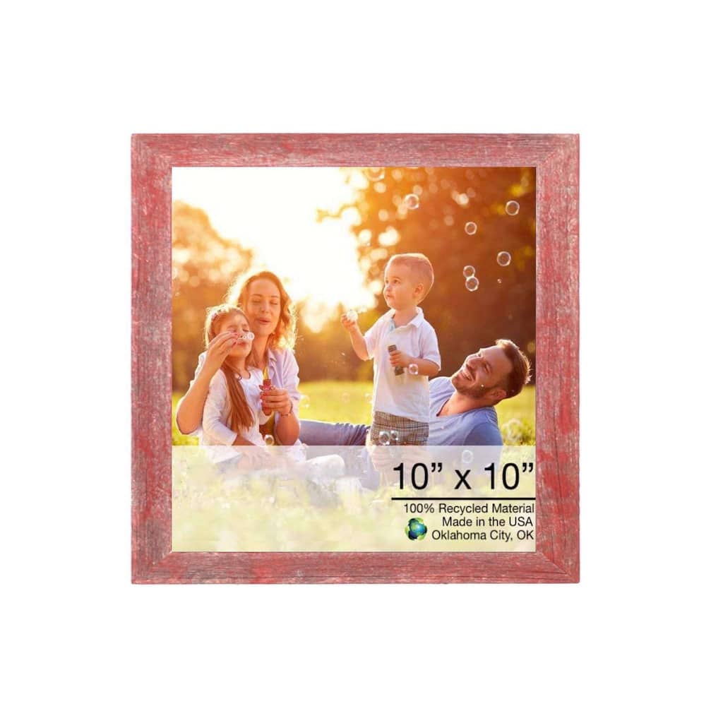 10" x 10" Rustic Farmhouse Red Wood Frame