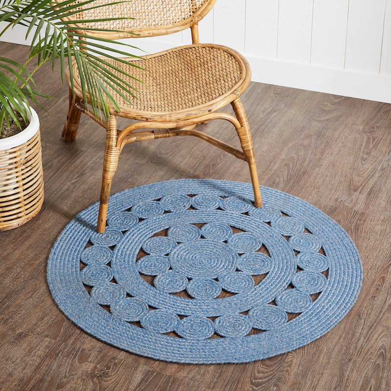 Celeste Blended Blue Indoor/Outdoor Rug 3ft Round - 36 in