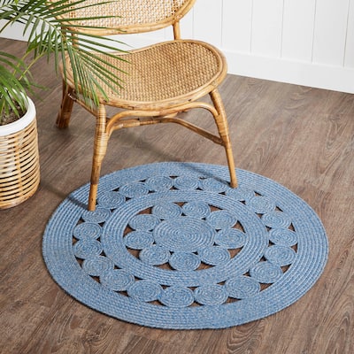 Celeste Blended Blue Indoor/Outdoor Rug 3ft Round - 36 in