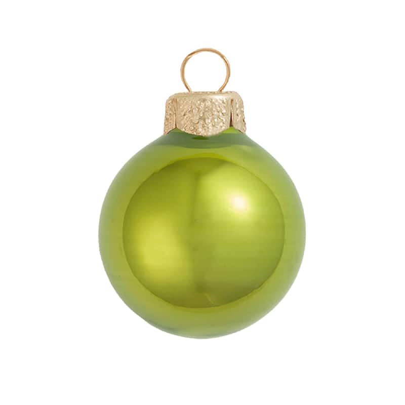 Pearl Finish Glass Christmas Ball Ornaments 3.25" 80mm Pear Green 8Ct