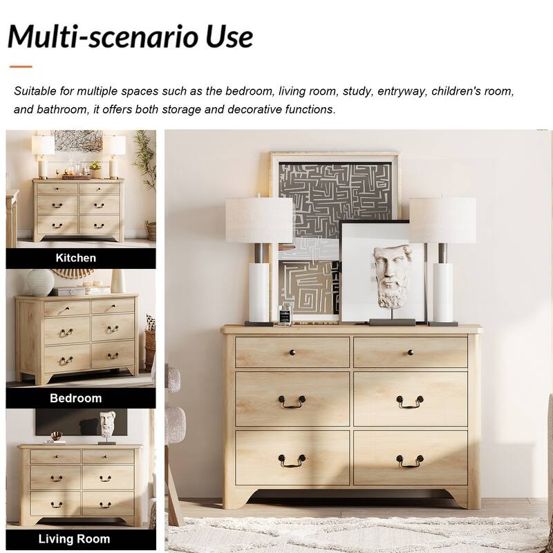 WAMPAT Farmhouse Nightstand with 3 Drawers