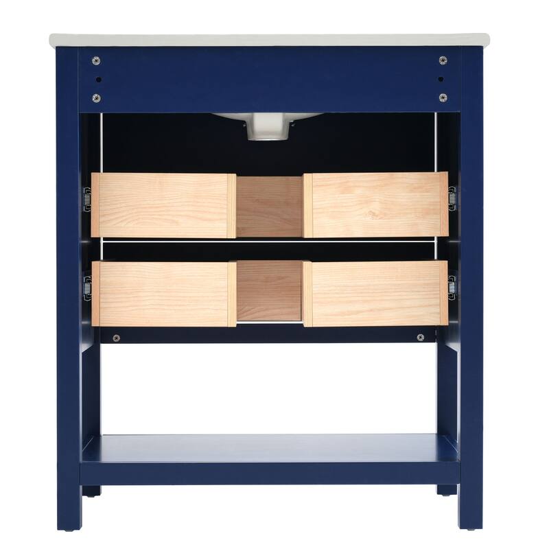 Bathroom Vanity with Sink, Vanity Set with 2 Drawers, Bathroom Storage Cabinet with Open Shelf and 2 Soft Closing Doors