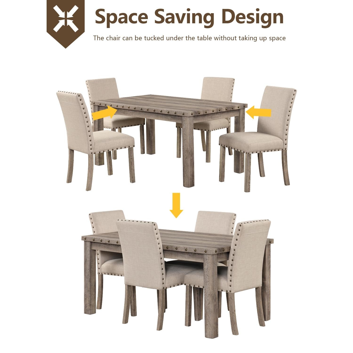 Morden Fort Farmhouse Dining Set Rectangular Table Chair 5-piece