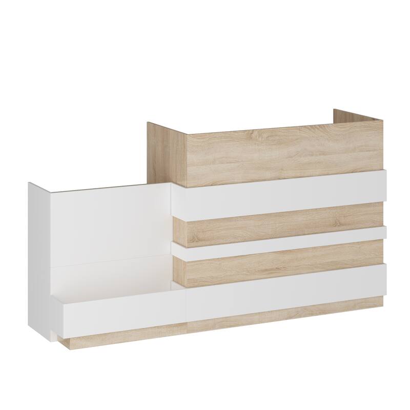 Modern Hotel Reception Desk - White + Oak with Keyboard Drawer